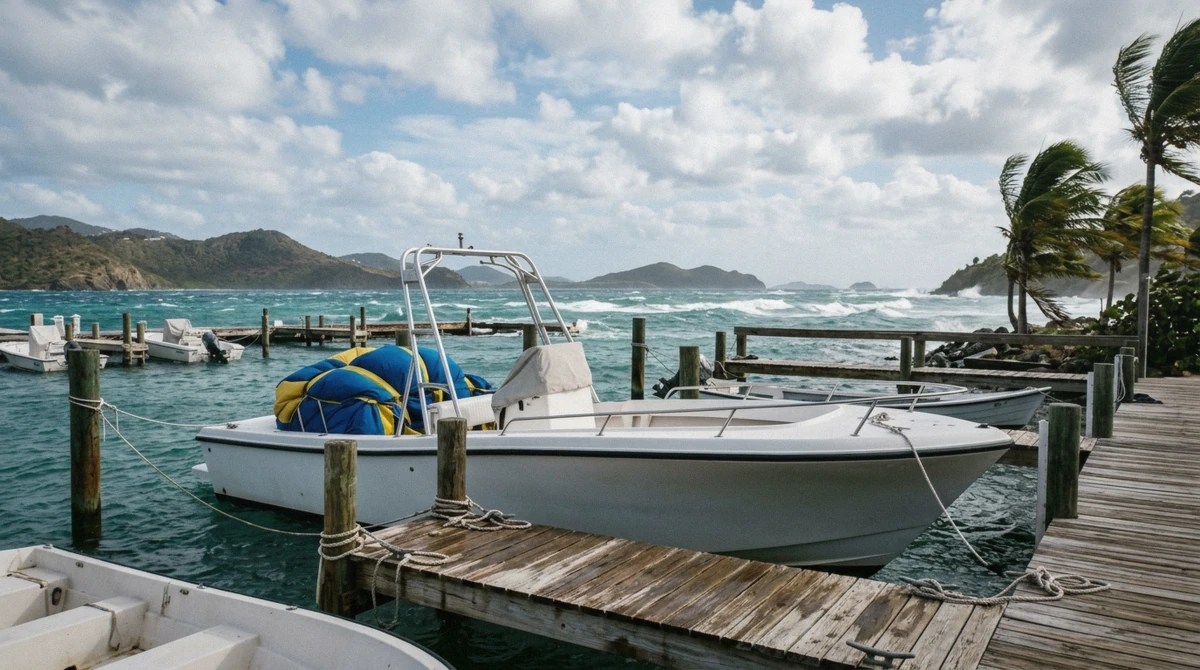 Whitecaps building over Pillsbury Sound during the December Christmas Winds, a factor in the best time for parasailing in St. Thomas
